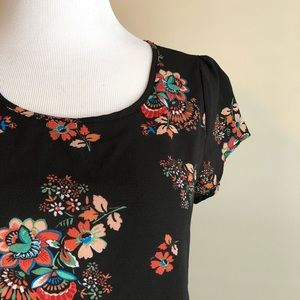 Black Blouse with Floral Print